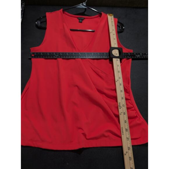 Ann Taylor Tank Top Sleeveless Shirt Faux Wrap Red Shell Blouse Women's Size Med - Picture 8 of 11